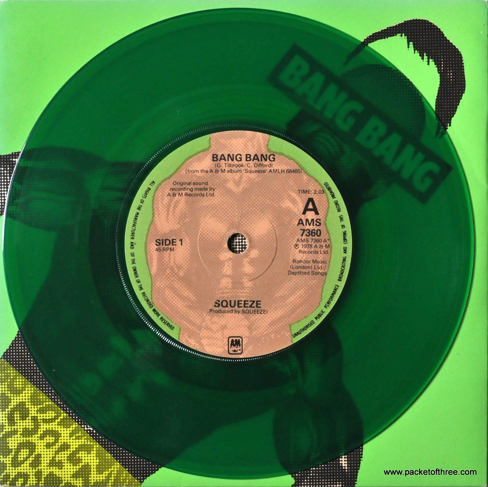 Bang Bang – UK – 7″ – picture sleeve - green vinyl