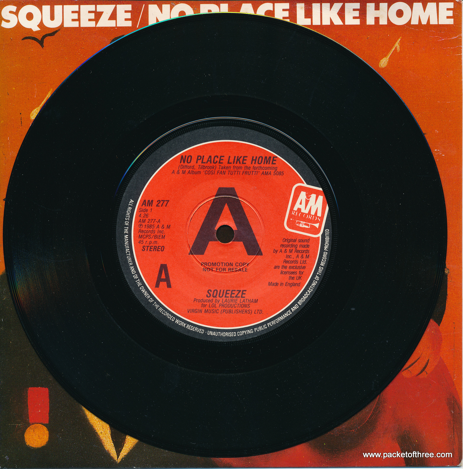 Squeeze - No Place Like Home - UK - 7" - promotional copy - picture sleeve