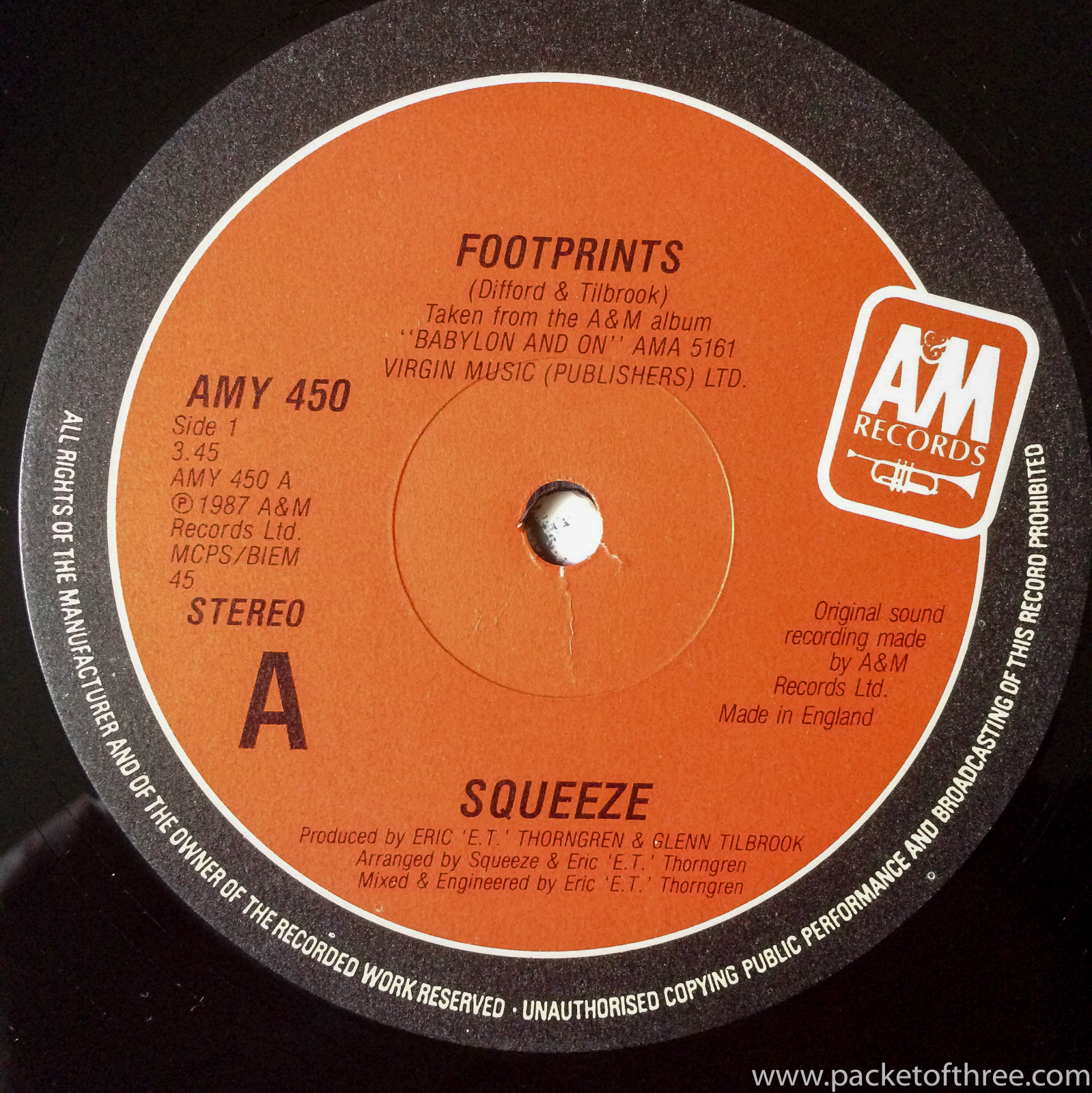 Squeeze - Footprints - UK - 12" - picture sleeve